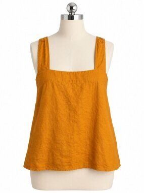 Madewell 100% Linen Crossback Sleeveless Top Orange 16W Plus Size NL653